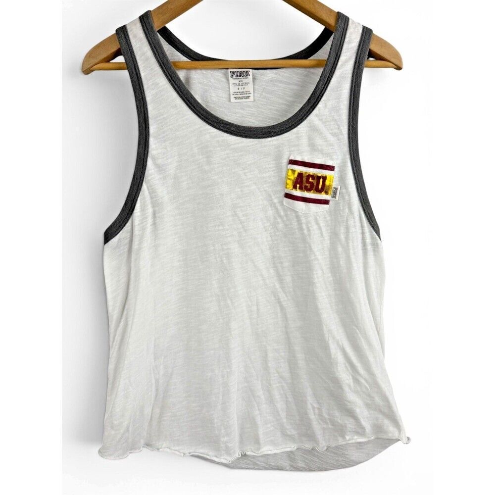 victoria's secret pink asu az state sun devils white tank top size small college